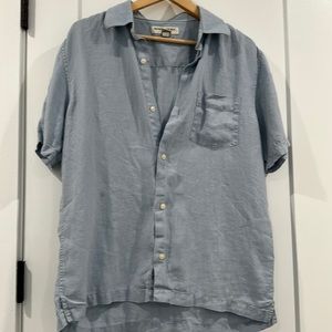 Banana Republic Blue Linen Button Down, Medium